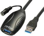 Lindy 43156 USB 3.0 Hosszabbító Kábel - 10 m, Fekete