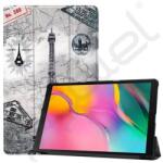 Silverline Tok álló, bőr hatású (FLIP, oldalra nyíló, TRIFOLD, asztali tartó, Eiffel torony, térkép) VILÁGOSSZÜRKE