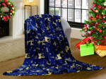  Patura de Craciun din microplus GOLDEN DEER albastru inchis Dimensiune: 150 x 200 cm Patura