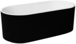 Foglia Cada baie freestanding 170 x 75 cm, forma ovala, cu riflaje 3D negru cu alb Scarlet Foglia (823B)