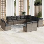 vidaXL Set canapea de grădină cu perne, 12 piese, gri, poliratan (3218420)