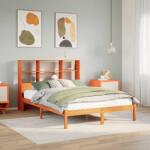 vidaXL barna tömör fenyőfa könyvespolcos ágy matrac nélkül 160 x 200cm (3321607)