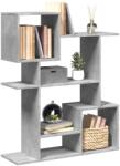 vidaXL betonszürke szerelt fa elválasztó könyvespolc 92x29x112 cm (858123)