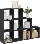 vidaXL 3 szintes fekete fa térelválasztó könyvespolc 137, 5x29x103, 5 cm (857977)