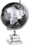 ART-POL Loyd design fekete-ezüst földgömb asztali dekoráció masszív ezüst színű lépcsős talpon 50x30x31cm (135294) - perfectodekor