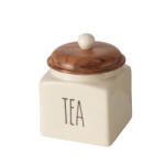 Boltze Home Collections Kerámia konyhai tároló akácfa tetővel, 11, 5x14cm, Tea (2049506)