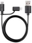 VARTA 2 in 1 USB - Lightning / Micro USB Kábel - 1 m, Fekete