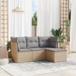 vidaXL 4 részes bézs polyrattan kerti ülőgarnitúra párnákkal (3249378)