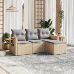 vidaXL 4 részes bézs polyrattan kerti ülőgarnitúra párnákkal (3259147)