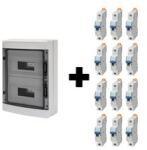 GEWISS 1db GW40104BS DC1000V kiselo. FK átl. ajtó 2x12M PEN sínnel IP65+12db GW92007 1P 16A C 6kA kism. - AP01833 (AP01833)