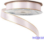  Szatén szalag arany szegéllyel 16mm x 20m - Fehér