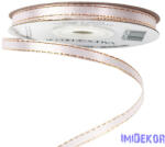  Szatén szalag arany szegéllyel 6mm x 20m - Fehér