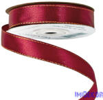  Szatén szalag arany szegéllyel 16mm x 20m - Bordó
