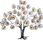 ART-POL Az élet fája monstera arany-ezüst-fekete fém faldekoráció 69x76x1, 5cm (135024)