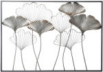 ART-POL Ezüst áttört ginkgo biloba levélcsokor fekete fém keretben faldekoráció 77x100x2, 5cm (129388)