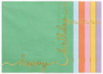 PartyDeco Szalvéta 33x33cm Happy Birthday, elegáns, 12db, Pasztel mix (LUFI120165)