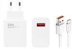 Xiaomi MDY-14-EL USB-A 33W Töltő Adatkábel USB-C 6A Fehér (Bulk)