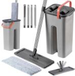 Pepita mop profesional plat cu rezervor dublu + 2 perne microfibra cadou - gri (LV-F02)