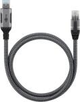 Goobay 70695 USB Type-A Apa - RJ45 Apa Adatkábel - 15 m, Fekete/Szürke