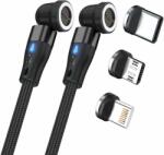 RealPower 439648 USB-C/Lightning/USB-B Apa - USB-C/Lightning/USB-B Apa 2.0 Adat és Töltő Kábel - 1 m, Fekete (439648)