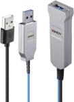 Lindy 43345 USB-A Apa - USB-A Anya 3.0 Aktív optikai Adapterkábel - 30m, Kék/Ezüst (43345)