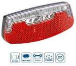 VeloGo elemes 6 LED hátsó lámpa csomagtartóra, féklámpa funkcióval, piros, 80 mm