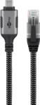 Goobay 70699 USB Type-C Apa - RJ45 Apa Adatkábel - 3 m, Fekete/Szürke