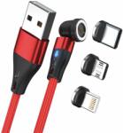 RealPower 439633 USB-A Apa - USB-C/Lightning/USB-B Apa 2.0 Adat és Töltő Kábel - 1 m, Piros (439633)