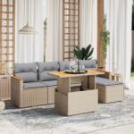 vidaXL 6 részes bézs polyrattan kerti ülőgarnitúra párnával (3276034)