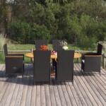 vidaXL 7 részes fekete polyrattan kerti étkezőgarnitúra (3070766)