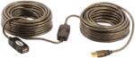 Lindy 42631 USB-A Anya - USB-A Apa Aktiív Hosszabbító Kábel - 20 m, Átlátszó/Fekete (42631)