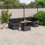 vidaXL 8 részes fekete polyrattan kerti ülőgarnitúra párnákkal (3271860)