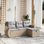 vidaXL 4 részes vegyes bézs polyrattan kerti ülőgarnitúra párnákkal (3264065)