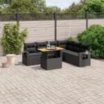 vidaXL 7 részes fekete polyrattan kerti ülőgarnitúra párnával (3271769) - vidaxl