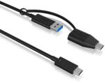 RaidSonic Icy Box IB-CB034 USB Type-C Apa - USB-A / USB Type-C 3.2 Adat és Töltő Kábel - 1 m, Fekete (IB-CB034)