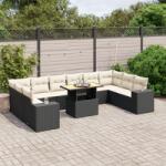 vidaXL 11 részes fekete polyrattan kerti ülőgarnitúra párnákkal (3272806)
