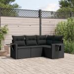 vidaXL 4 részes fekete polyrattan kerti ülőgarnitúra párnákkal (3220104)