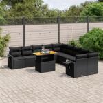 vidaXL 11 részes fekete polyrattan kerti ülőgarnitúra párnákkal (3271944)