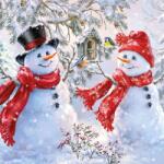 Ambiente Snowmen And Birds Papírszalvéta 33x33 cm, 20 db-os