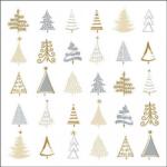 Ambiente Christmas tree doodles silver papírszalvéta 33x33cm, 20db-os