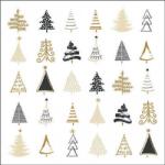 Ambiente Christmas tree doodles black papírszalvéta 33x33cm, 20db-os