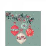 Ambiente Berry baubles green papírszalvéta 25x25cm, 20db-os - szep-otthon