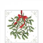 Ambiente Mistletoe with bow white papírszalvéta 25x25cm, 20db-os