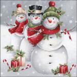 Ambiente Karácsonyi mintás papírszalvéta - 33x33cm - Smiling snowmen