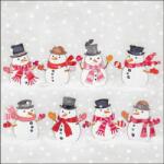 Ambiente Dancing snowmen papírszalvéta 33x33cm, 20db-os - szep-otthon