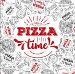  Pizzadoboz " TIME" grafikás csapott sarkú 52 x 52 x 4 cm [ 50 db/cs ]