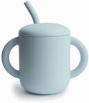 Mushie Edző szilikon csésze szalmával Powder Blue