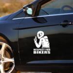 AVEX Sticker autoadeziv pentru vehicule Off Road, model "Respect For Bikers", dimensiune 17 x 12 cm, culoare Alba