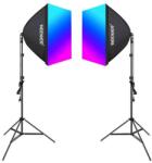 Neewer Kit Neewer NK800 two softboxes + bulbs RGB 24W 2700-6500K + tripods + barndoors (B0CF55TW5J) - jatekotthon