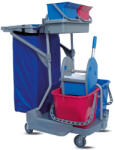 IPC RS StarAce 108 takarítókocsi vastag acél vázzal, 4 vödörrel, préssel, eszköz- és zsáktartóval